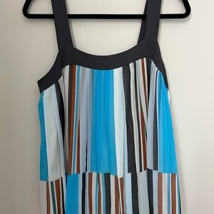 Pleated Color Block Blouse